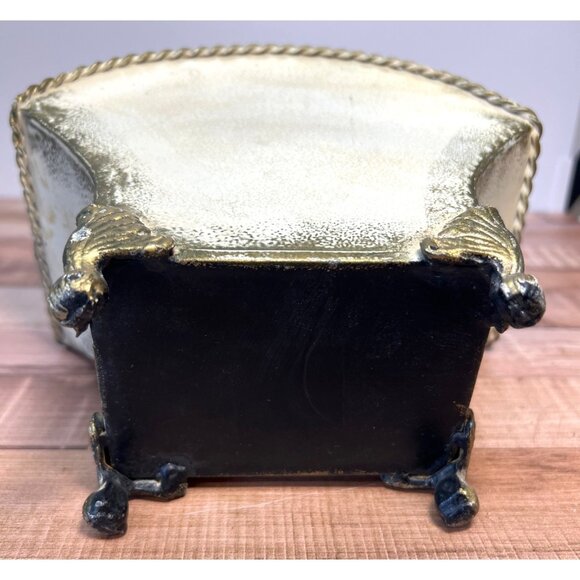 Galvanize/Metal Footed Fan Flare Top Planter/Vase With Hand Painted Pink Roses & - Picture 4 of 5